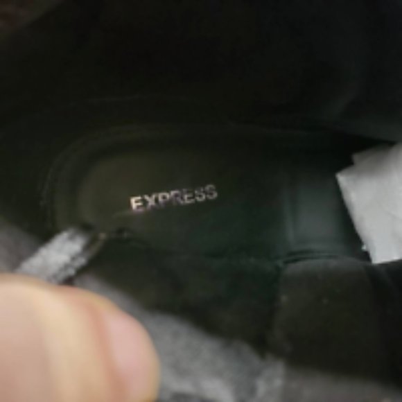Express Womens Ankle Booties Black Buckle Side Zipper Almond Toe Quilted 10 - Picture 8 of 10